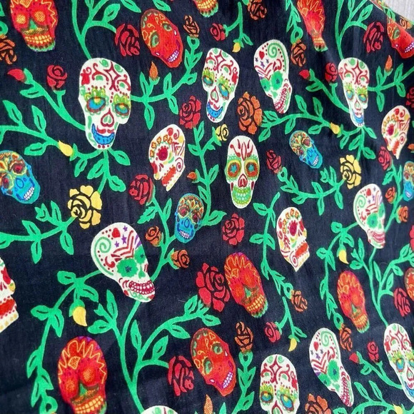 Coven United Womens Multicolor Rose And Skull Print Midi Box Pleated Skirt Small - Picture 10 of 10